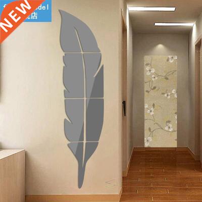 Feather 3D Mirror Wall Sticker home decor Living Room bedroo