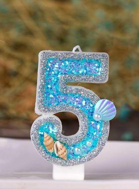 Blue Children's Baby Birthday Cake Candle Decorations Ocean