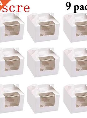 9pcs Cupcake Muffin Box Cake Cup Packaging White Kraft Paper