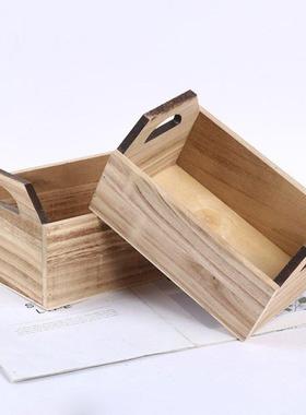Creative Rectangular Wooden Desktop Storage Basket Desk Sund