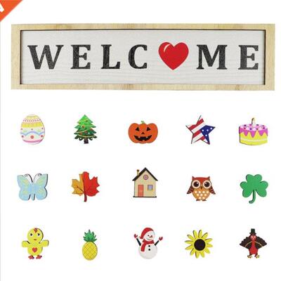 Interchangeable Rustic Wooden Front Door Greeting Sign with