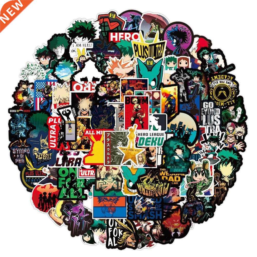 100PCS My Hero Academia Sticker PVC 2.4 3.6in Waterproof Re