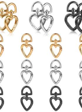 18Pcs Metal Heart Design Spring Snap Keychain Clip Creative