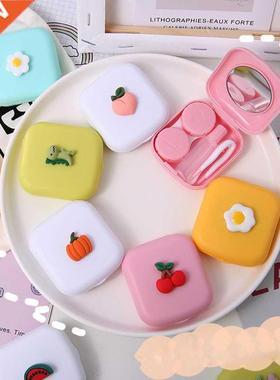 Candy Solid Color Women Portable Cute Contact Lenses Box Len