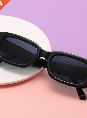 Vintage Black Square Sunglasses Woman Luxury Brand Small Rec