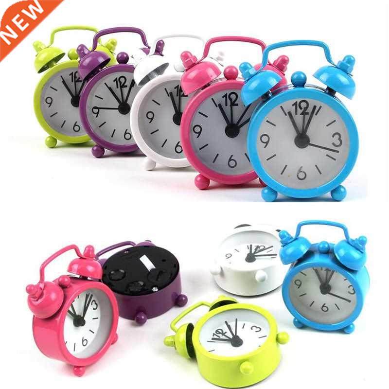 Mini Alarm Clock Electronic Round Number Double Bell Desk Ta