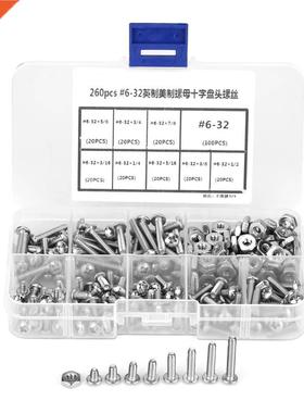 260 Pcs #6-32 Stainless Steel Screws Cross Pan Head screw As