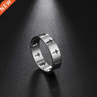 Cross Couple Stainless Hollow Steel Men Rinhoo Women Rings