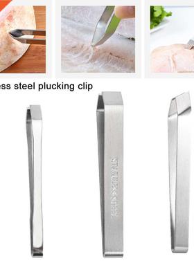 3PCS Fish Bone Tweezers Stainless Steel Flat and Slant Tweez