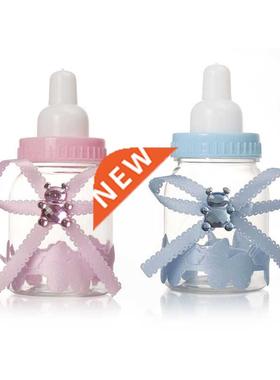 Cute Plastic Milk Bottle Candy Boxes 12pcs Clear Bow Gift Pa