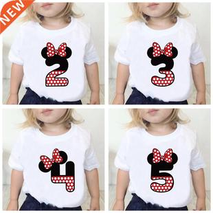 Minnie Mouse Birthday Girl Clothes Party Cartoon T Shirt For