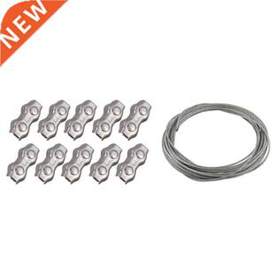 11 Pcs Stainless Steel Wire Rope Clamps+Cable: 10 Pcs Mm Du