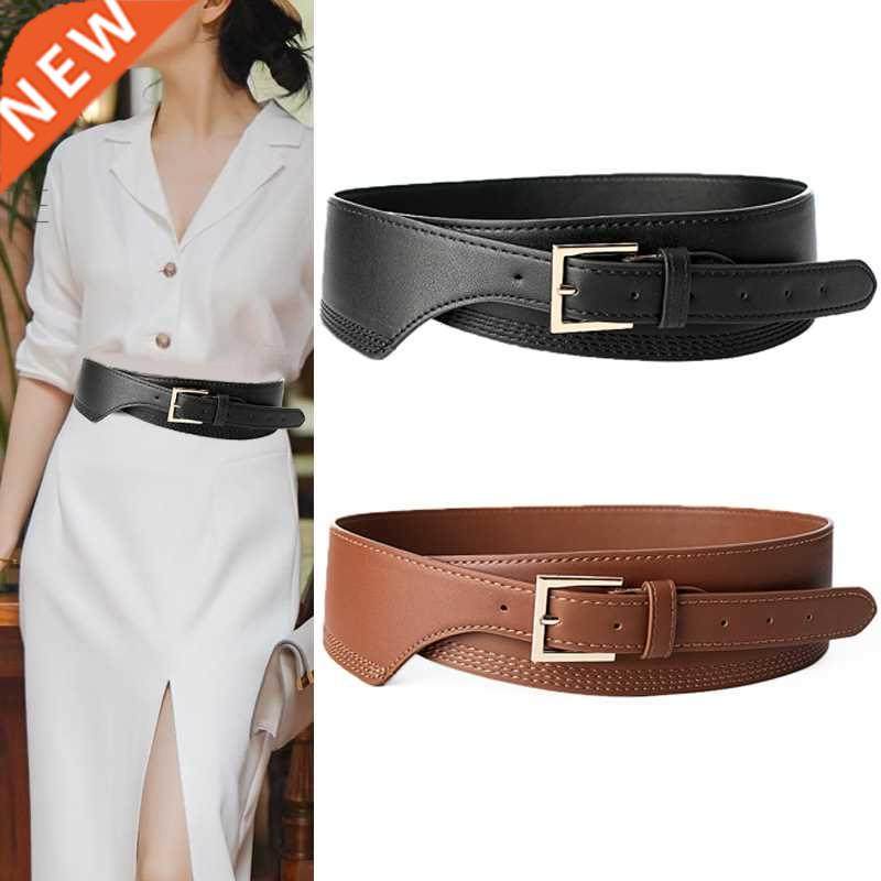 New Fashion Belts for Women PU Leather Gold Square Pin Buckl