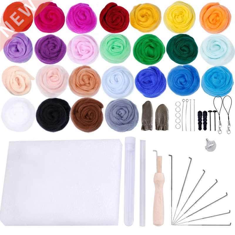 25 Colors Wool Felt Roving Wool Felting Tool Kit Fiber Mater