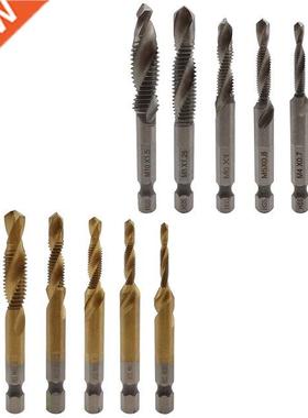 6Pcs Hex Shank Tap Drill Bit Titanium Plated HSS Screw Threa