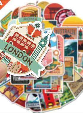 50pcs Travel City Landscape Cartoon Graffiti Sticker  Mo