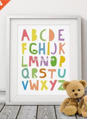 ABC Alphabets Canvas Painring Mulit Colors Typography Nurser