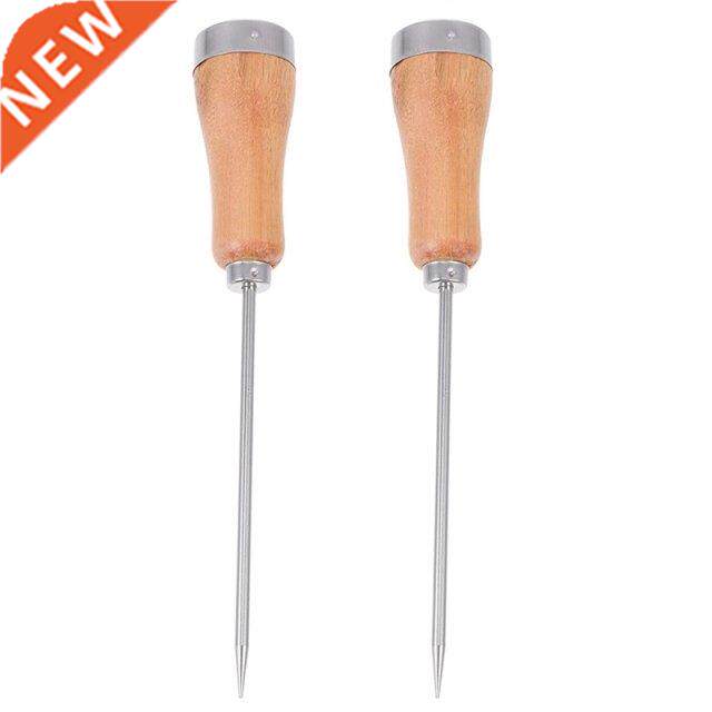 2PCS Ice Picker With Safety Wooden Handle Stainless Steel Ic