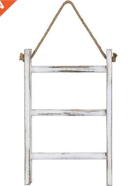 Wall-Hanging Towel Ladder Rustic Whitewashed Wood Countertop