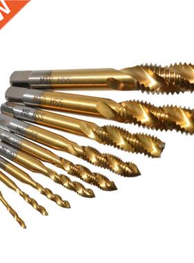 9pcs M2-M12 Titanium Coated High Speed Steel HSS Screw Threa