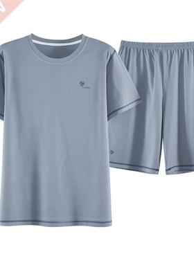 2022 Men's Summer Pajamas Set O-neck Pullover T-shirt Shorts