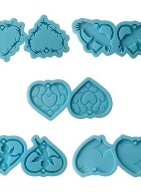 Epoxy Resin Mold Heart Earrings Pendant Silicone Mould DIY C