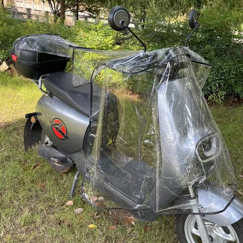 抖红款电动车车头斗篷防水罩高弹PVC膜电瓶摩托单车全身保护神器