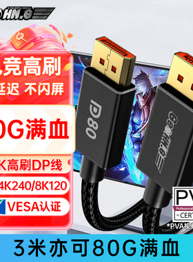 DP2.1线VESA认证满血80G带宽4K240Hz8k120Hz16K兼容DP1.4显卡电竞