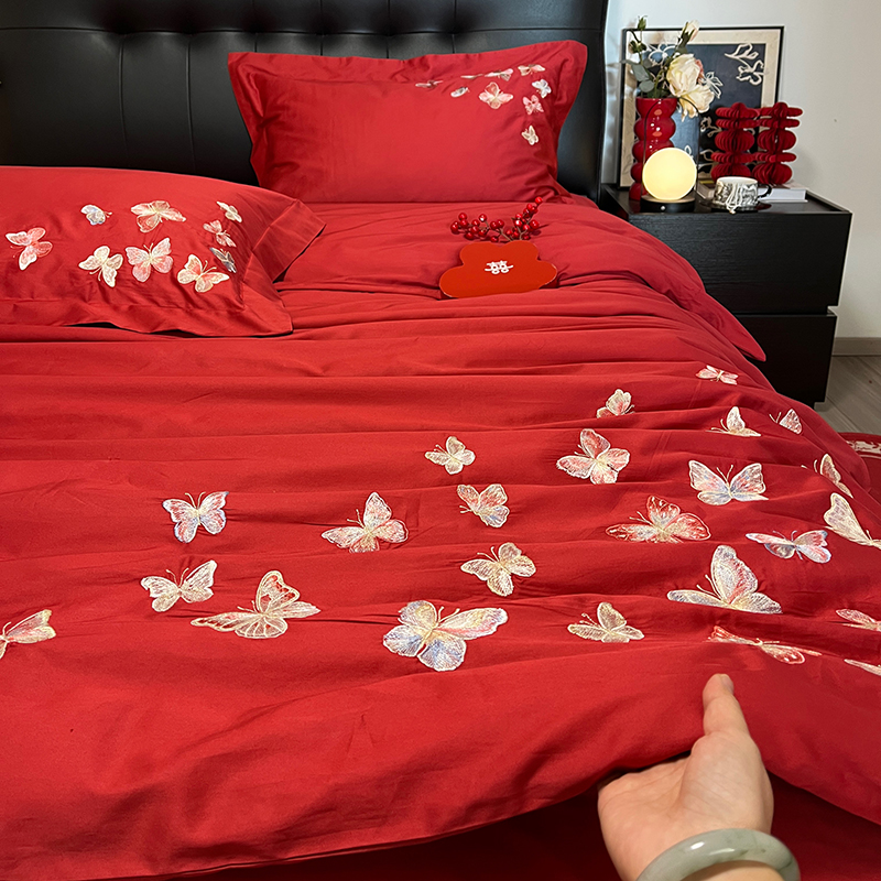 轻奢高级感浪漫纯棉结婚四件套