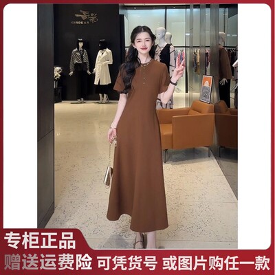 2025春夏新款阿玛施时尚法式百搭圆领收腰短袖连衣裙1500452