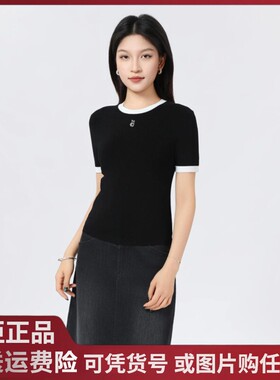 2025春夏新款阿玛施针织上衣气质显瘦百搭透气短袖T恤138012
