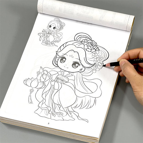 漫画版古风美少女描幕3素描绘画7