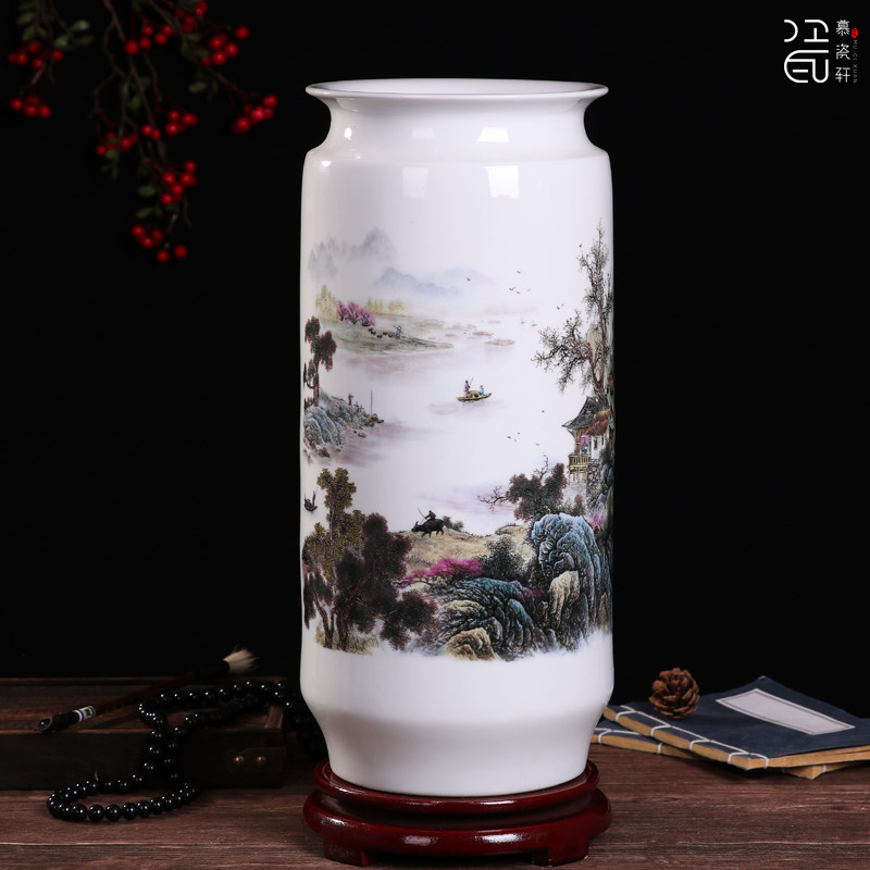 景德镇卷轴雨伞玄关书画陶瓷花瓶