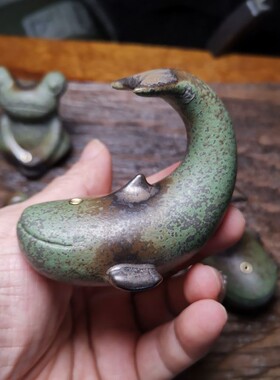 禅意青蛙鲸鱼香插陶瓷茶宠摆件