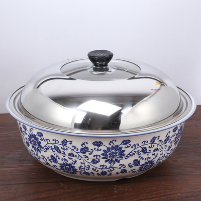 老式加盖陶瓷和面盆烘培晒酱咸菜