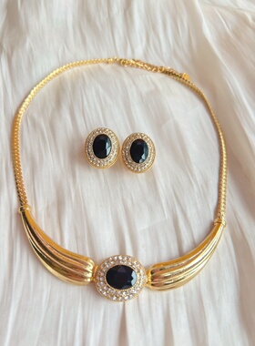 黑色宝石chocker复古简约项链