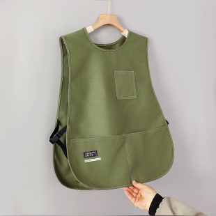 2026新款马甲式围裙冬季咖啡师理发店工作服女坎肩可定制logo印字