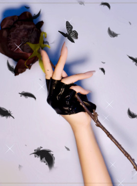 manjusaka圣诞节哥特朋克手套女皮质露指摇滚军lo茶会写真表演酷