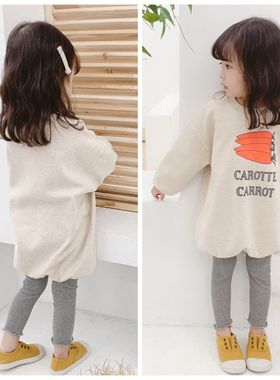 2026春季童装新款 女童韩版秋装长款印花卫衣 19037