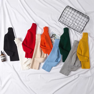 针织高领棉糖果色打底儿童毛衣 休闲时尚 2022潮流韩式 纯色秋冬季