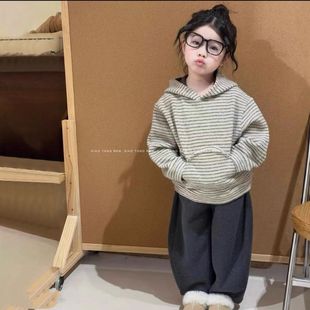 2025秋季 幼儿园休闲套装 新款 可爱条纹卫衣弯刀裤 儿童韩版 韩国童装