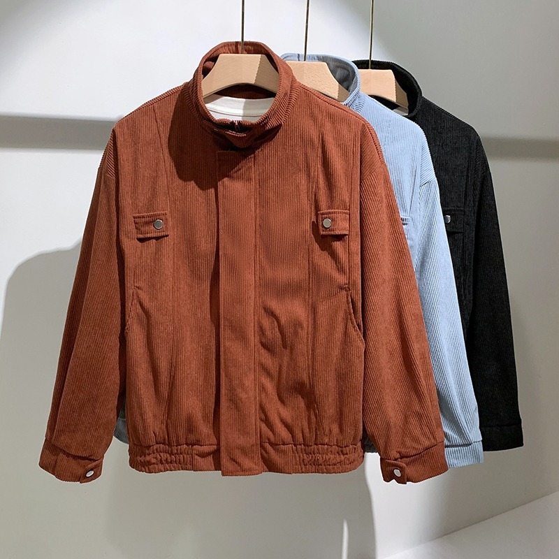 美式复古灯芯绒外套男装春秋季潮牌宽松上衣2024新款百搭工装夹克
