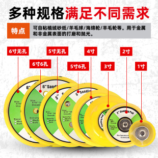 抛光机自粘盘汽车墙气动砂纸打磨机磨机木工面4寸5寸植绒吸角底盘