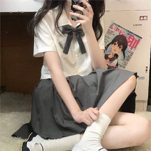 上衣百褶裙套装 jk制服短袖 百搭外穿学院风少女短款 衬衫 女日系夏季