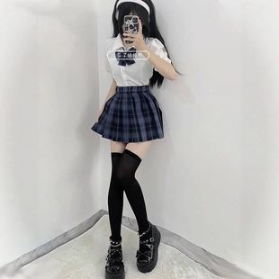 jk制服夏季 收腰绑带短袖 原创正版 款 衬衫 显瘦高腰百褶短裙纯欲套装