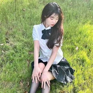 上衣套装 jk制服纯欲风套装 衬衣修身 夏季 小个子甜辣收腰绑带短袖