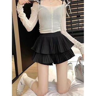 甜美蓬蓬裙半身裙子小个子百褶蛋糕短裙半裙女白色裙夏季 新款 复古