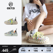 女春秋季 冰山果冻鞋 涂鸦丑萌鞋 OETZI冰人奥兹帆布鞋 ins潮专柜同款