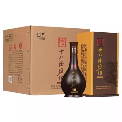 衡水老白干十八酒坊10年38.8度老白干香型纯粮食白酒480mL*4整箱