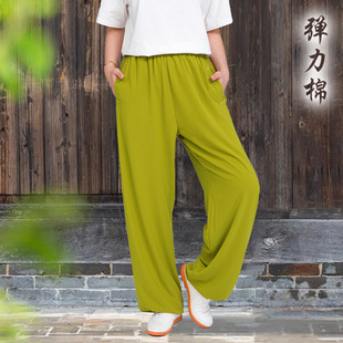 小和山太极裤女男弹力棉武术灯笼练功裤太极服新款宽松有口袋春夏